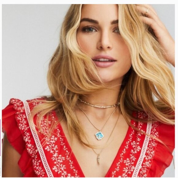 Kendra Scott Kacey Aqua Chalcedony Necklace - NWT - Picture 8 of 14